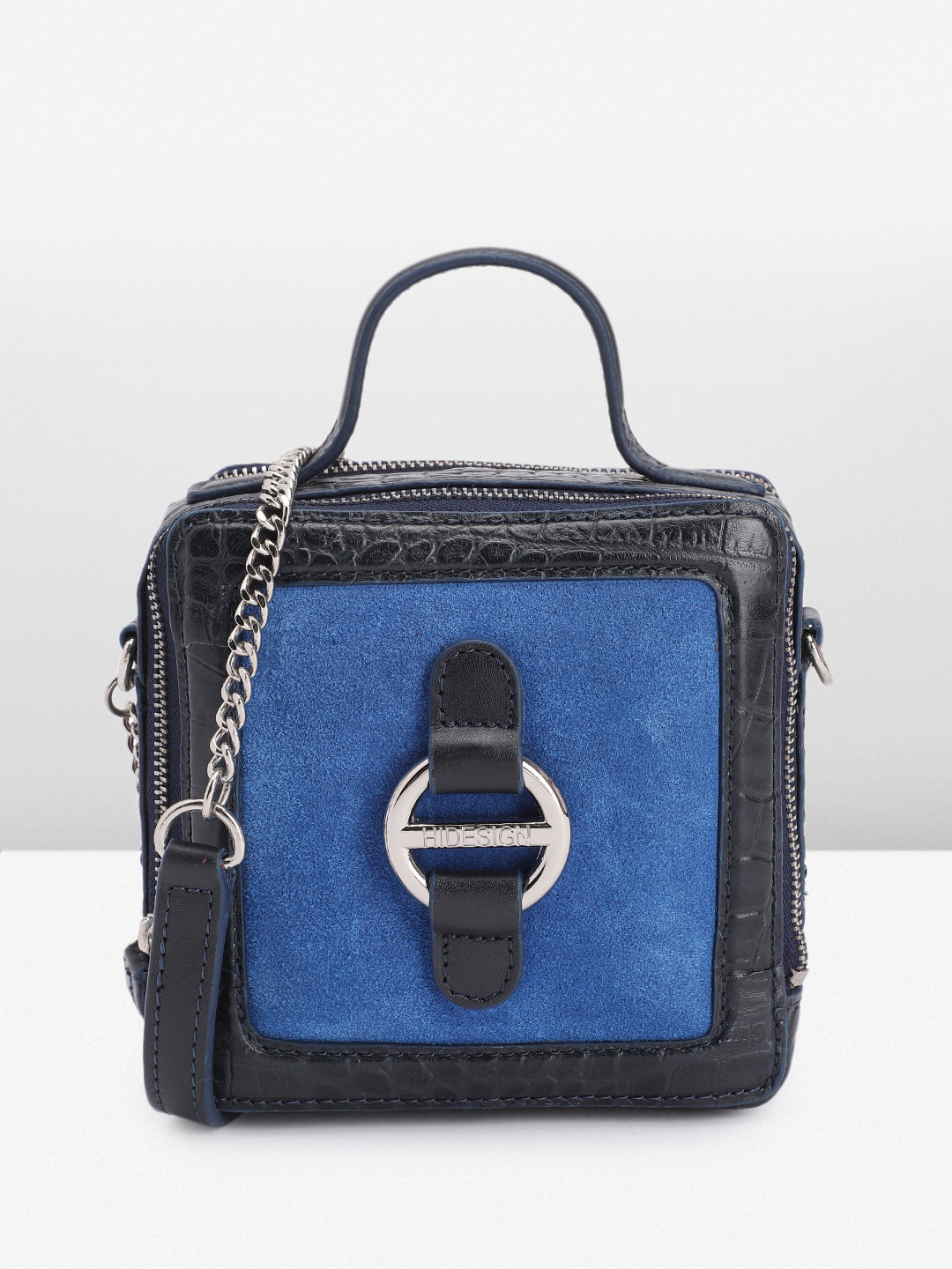 

Hidesign NORA 02 Colourblocked Leather Sling Bag, Blue