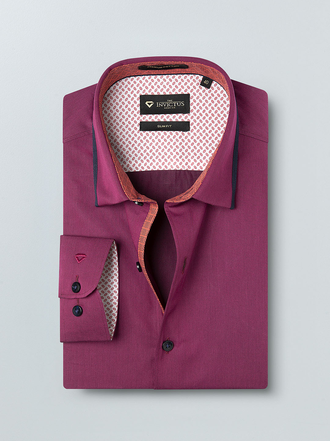 

INVICTUS Men Maroon Slim Fit Solid Semiformal Shirt