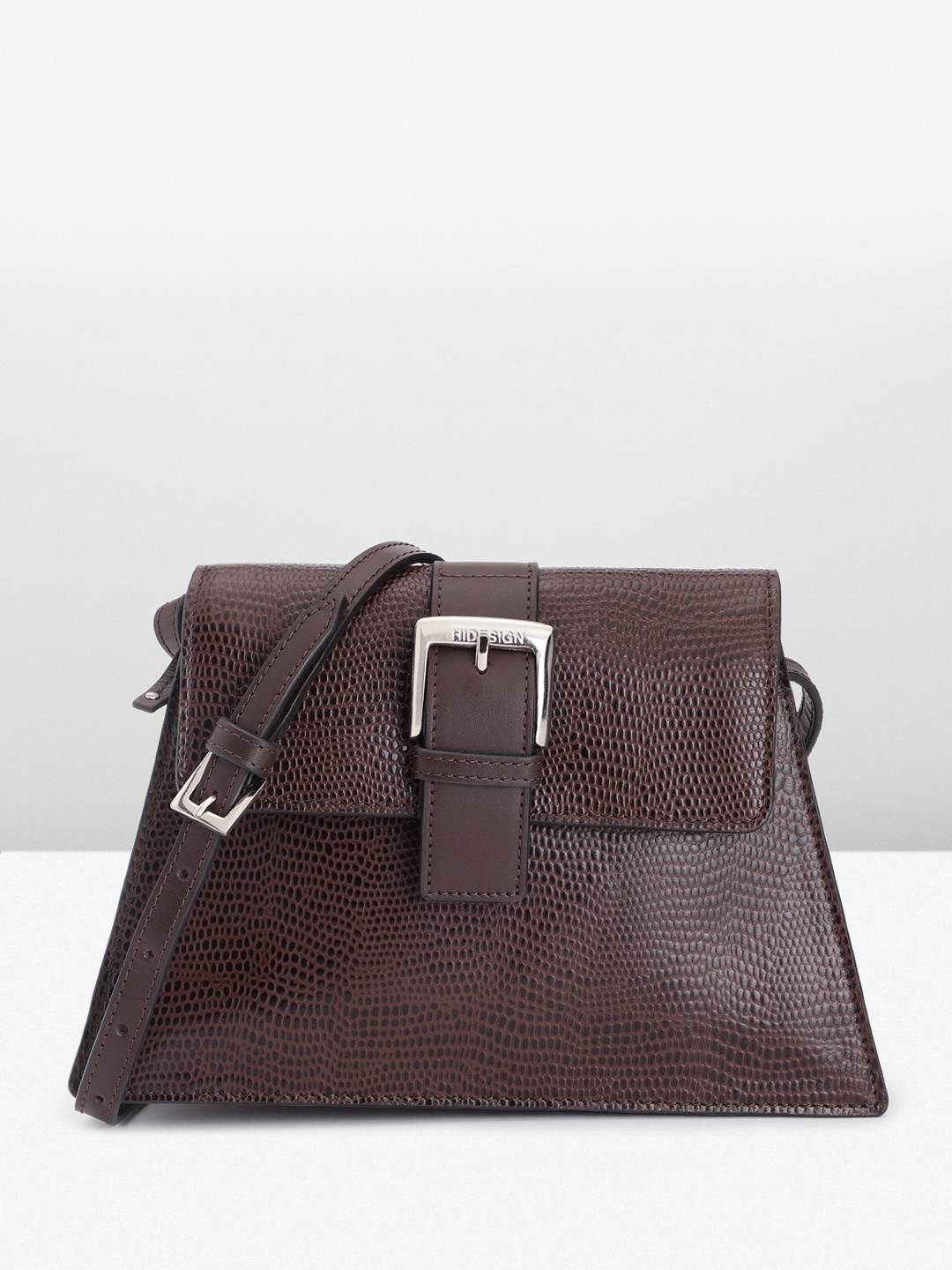 

Hidesign Lizard Textured Leather Structured Sling Bag, Brown