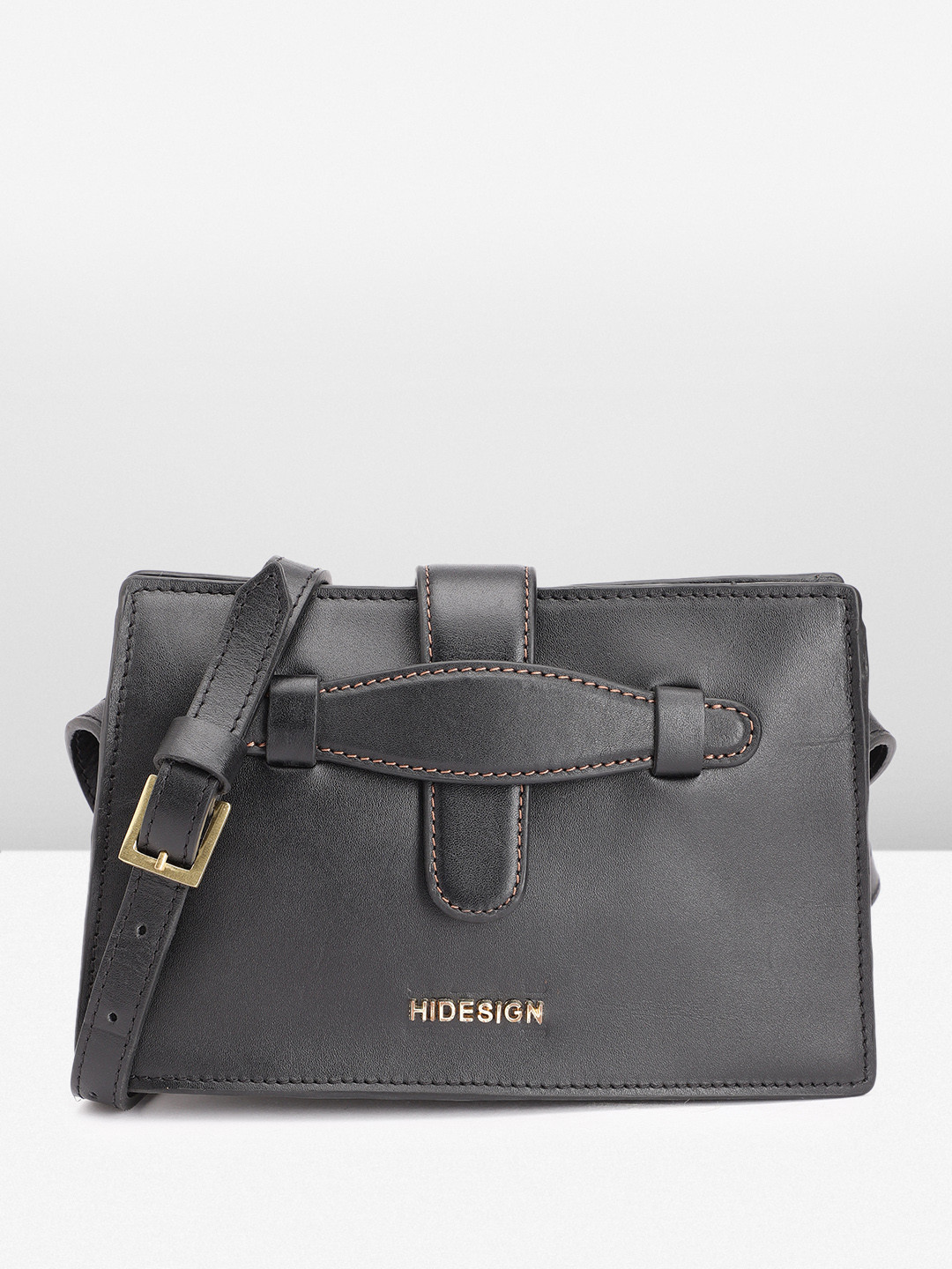 

Hidesign Leather Structured Sling Bag, Black