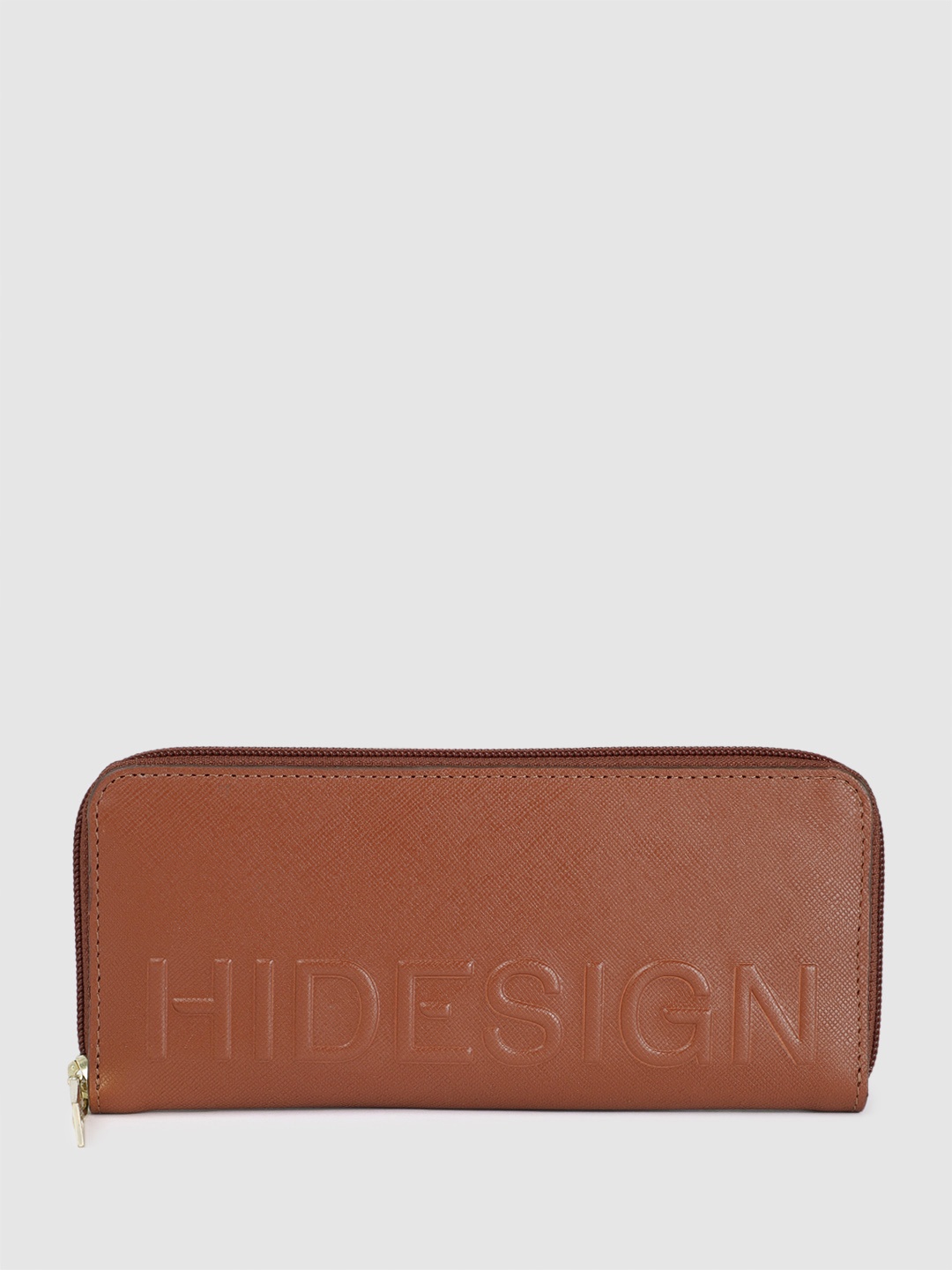 

Hidesign Women Brand Logo Leather Zip Around Wallet, Brown
