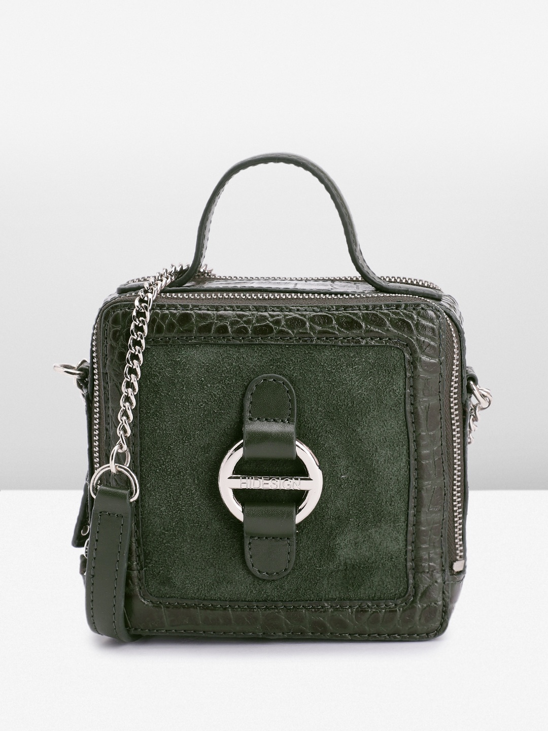 

Hidesign Leather Structured Sling Bag, Green