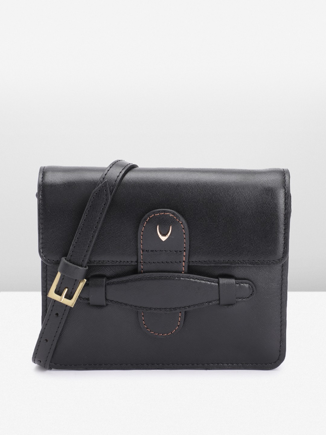 

Hidesign Leather Structured Sling Bag, Black