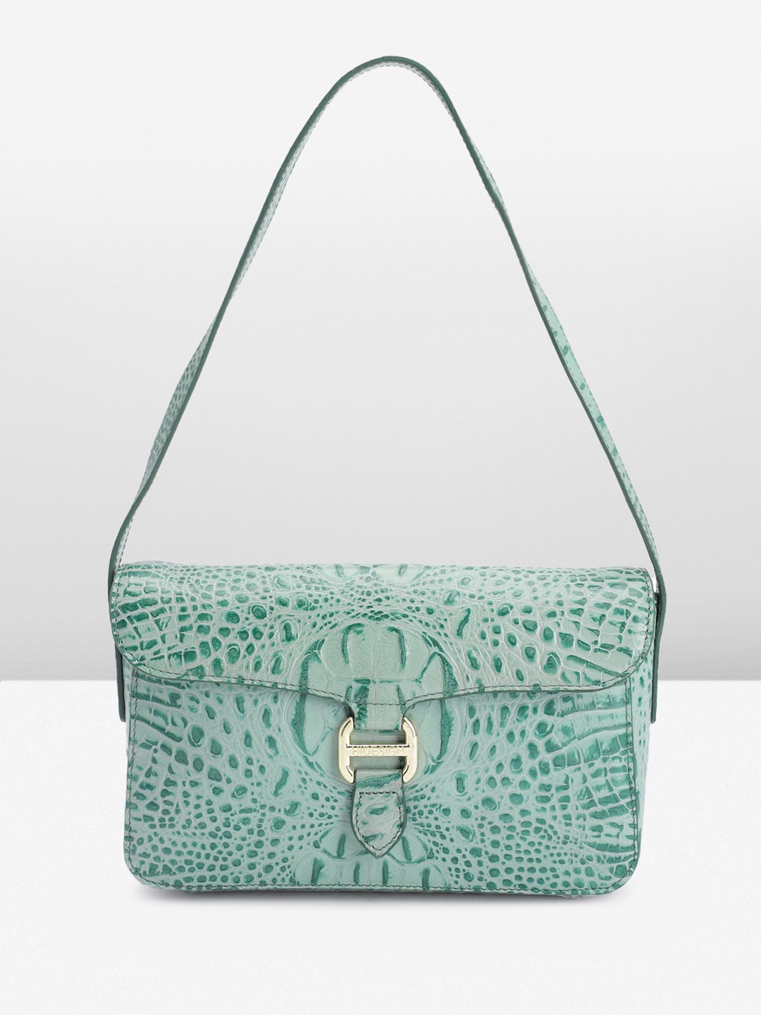 

Hidesign Animal Textured Leather Structured Shoulder Bag, Green