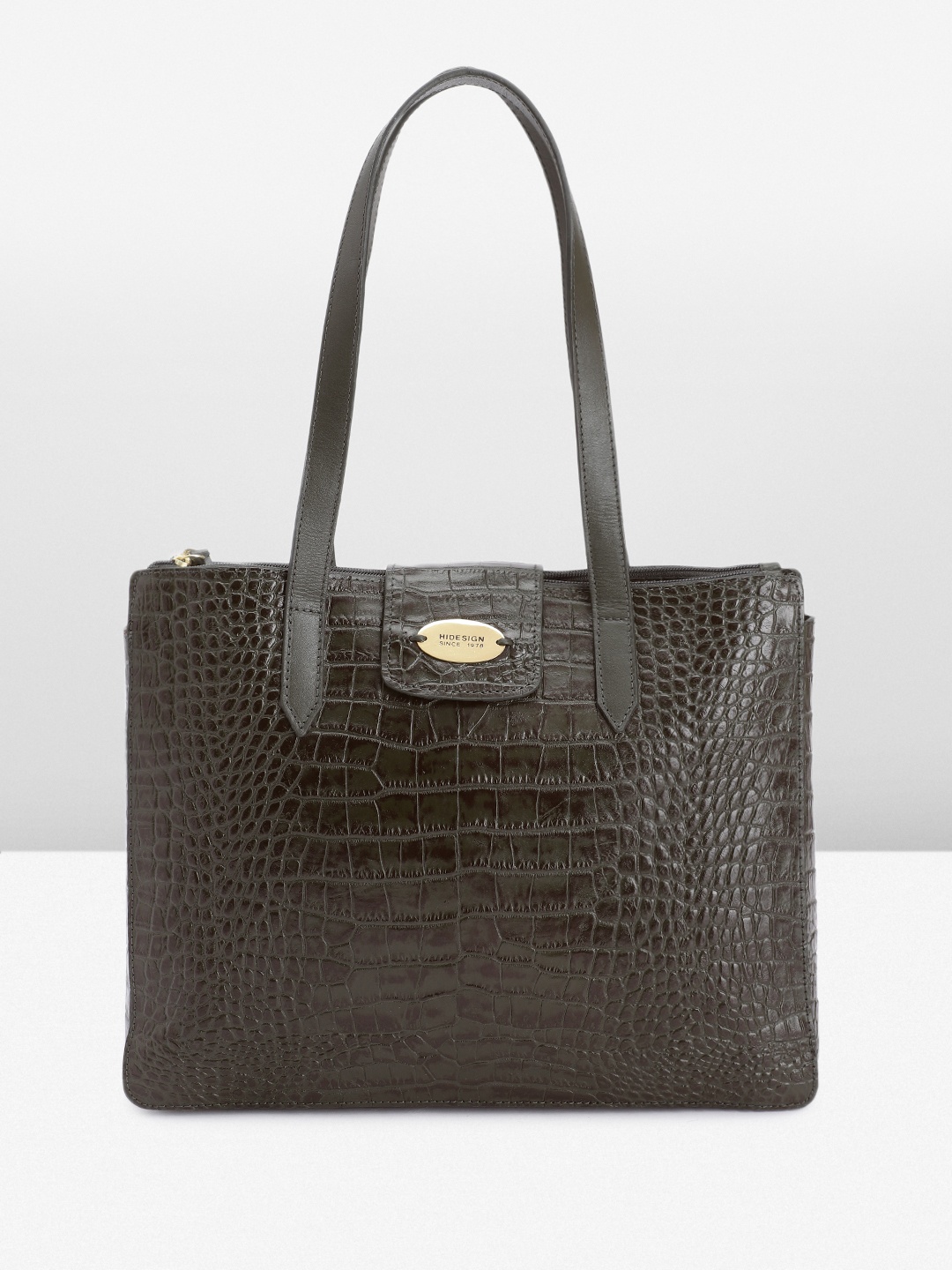 

Hidesign BARDOT 03 Croc Textured Leather Shoulder Bag, Green