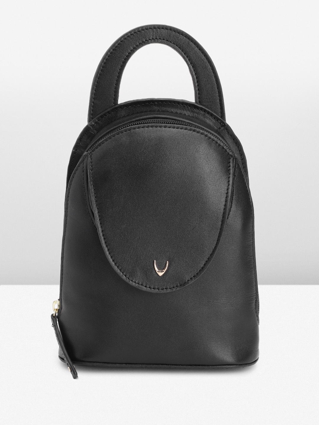 

Hidesign Solid Leather Small Backpack Come Handheld Bag, Black