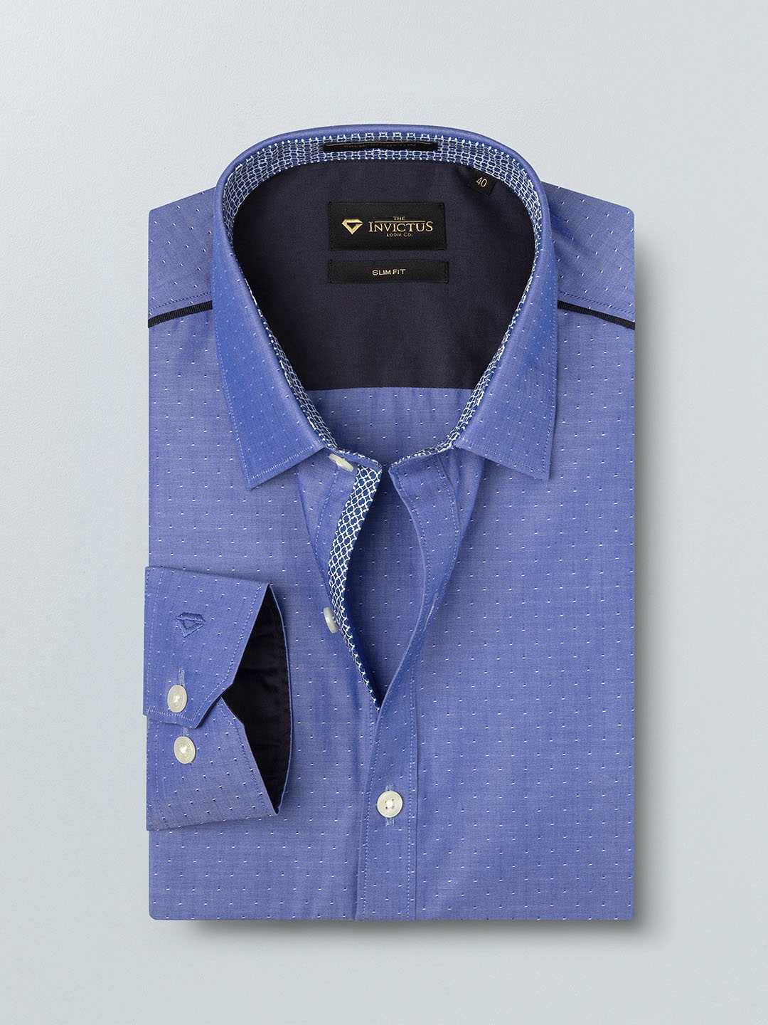 

INVICTUS Men Blue Slim Fit Self-Design Formal Shirt