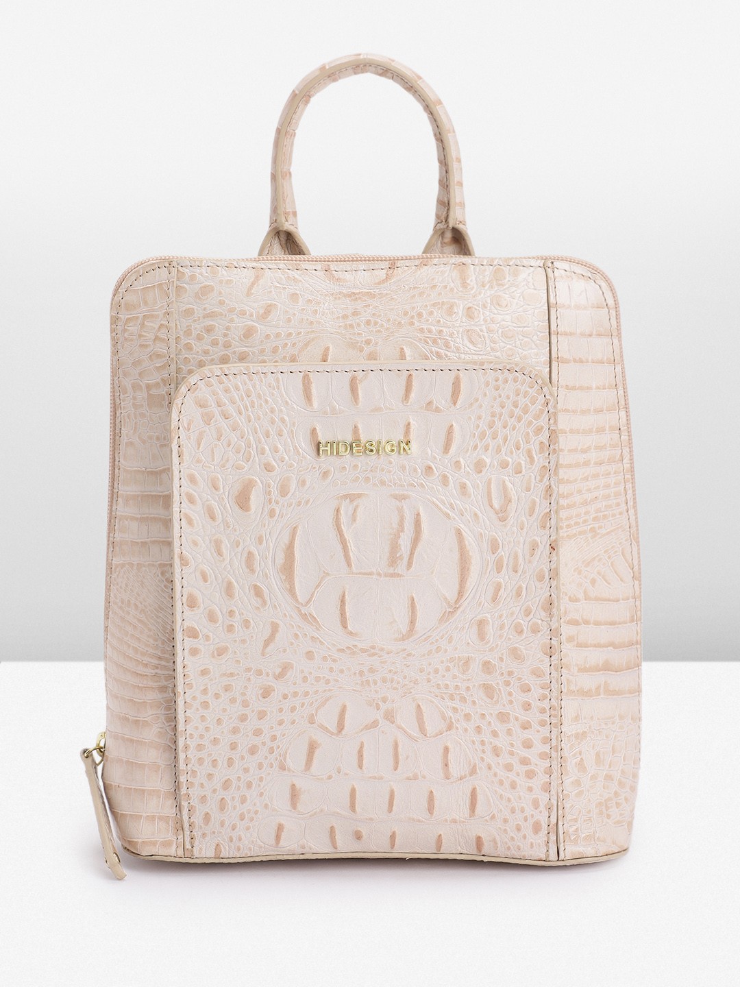

Hidesign Off White Textured Leather Backpack