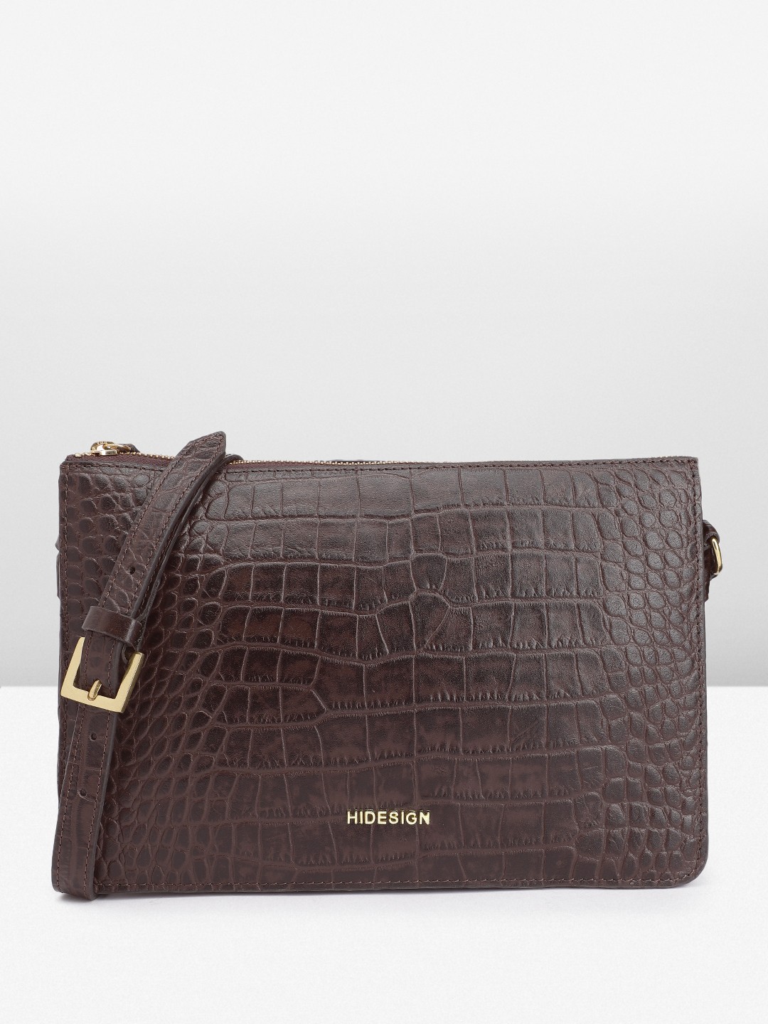 

Hidesign JUDI 03 Croc Textured Leather Sling Bag, Brown