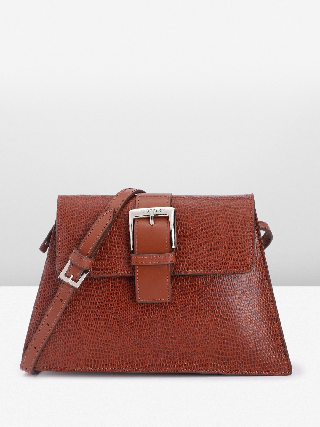 

Hidesign Lizard Textured Leather Structured Sling Bag, Tan