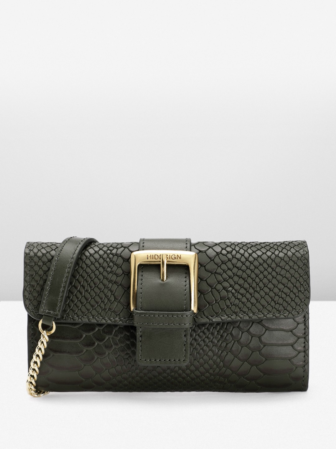 

Hidesign Women Textured Leather Sling Bag, Green