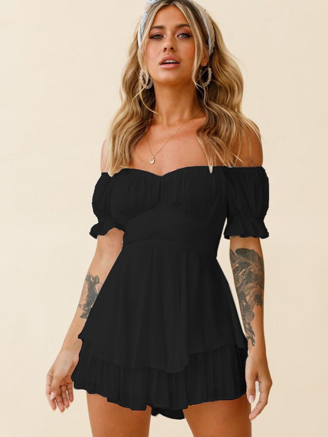 

StyleCast Off-Shoulder Layered Dress, Black