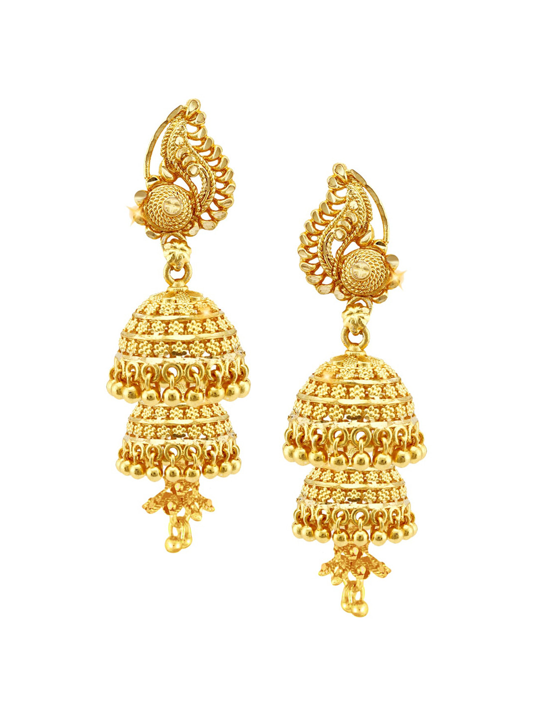 

Vighnaharta Gold-Plated Dome Shaped Jhumkas