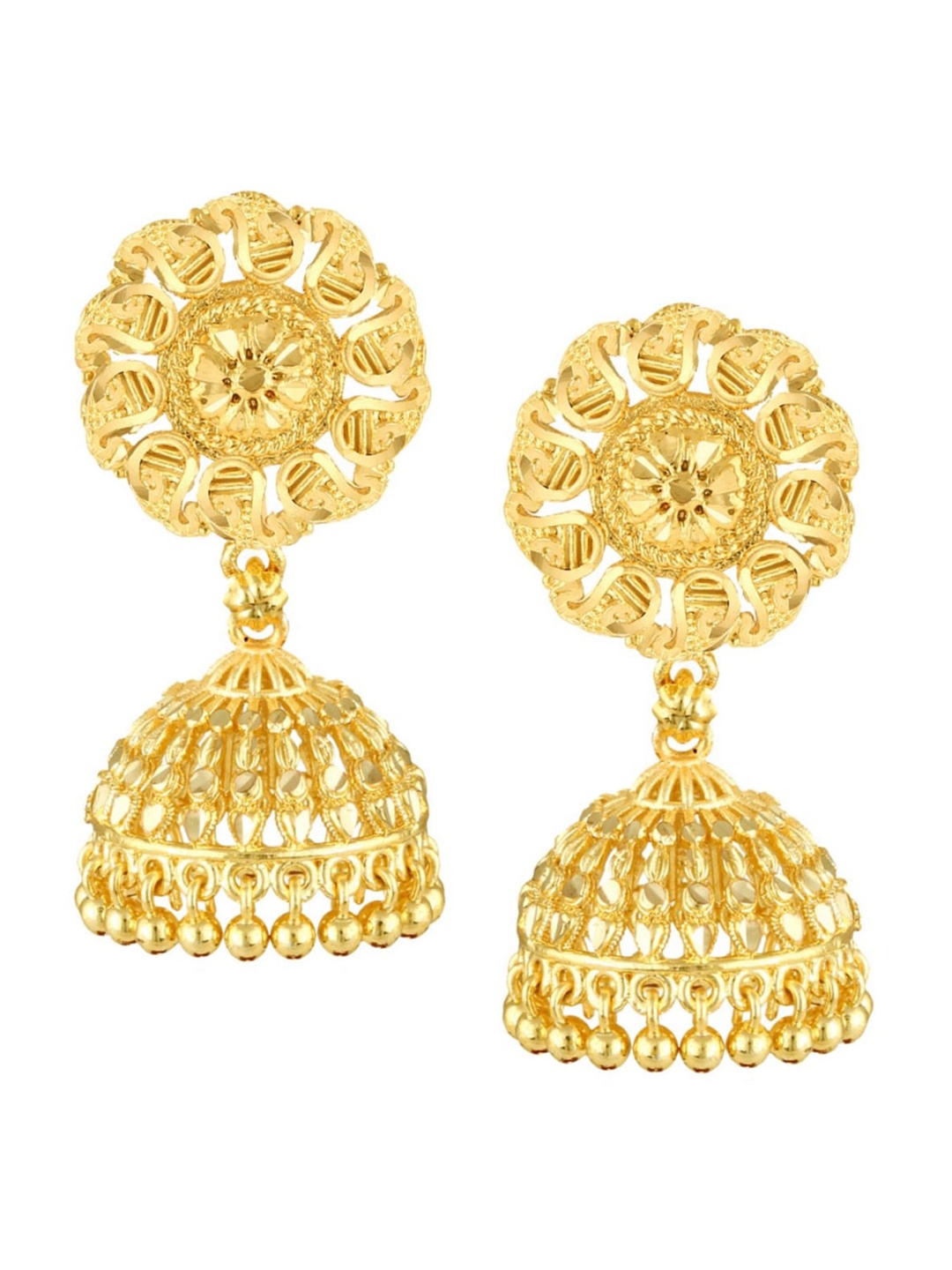 

Vighnaharta Gold-Plated Dome Shaped Jhumkas
