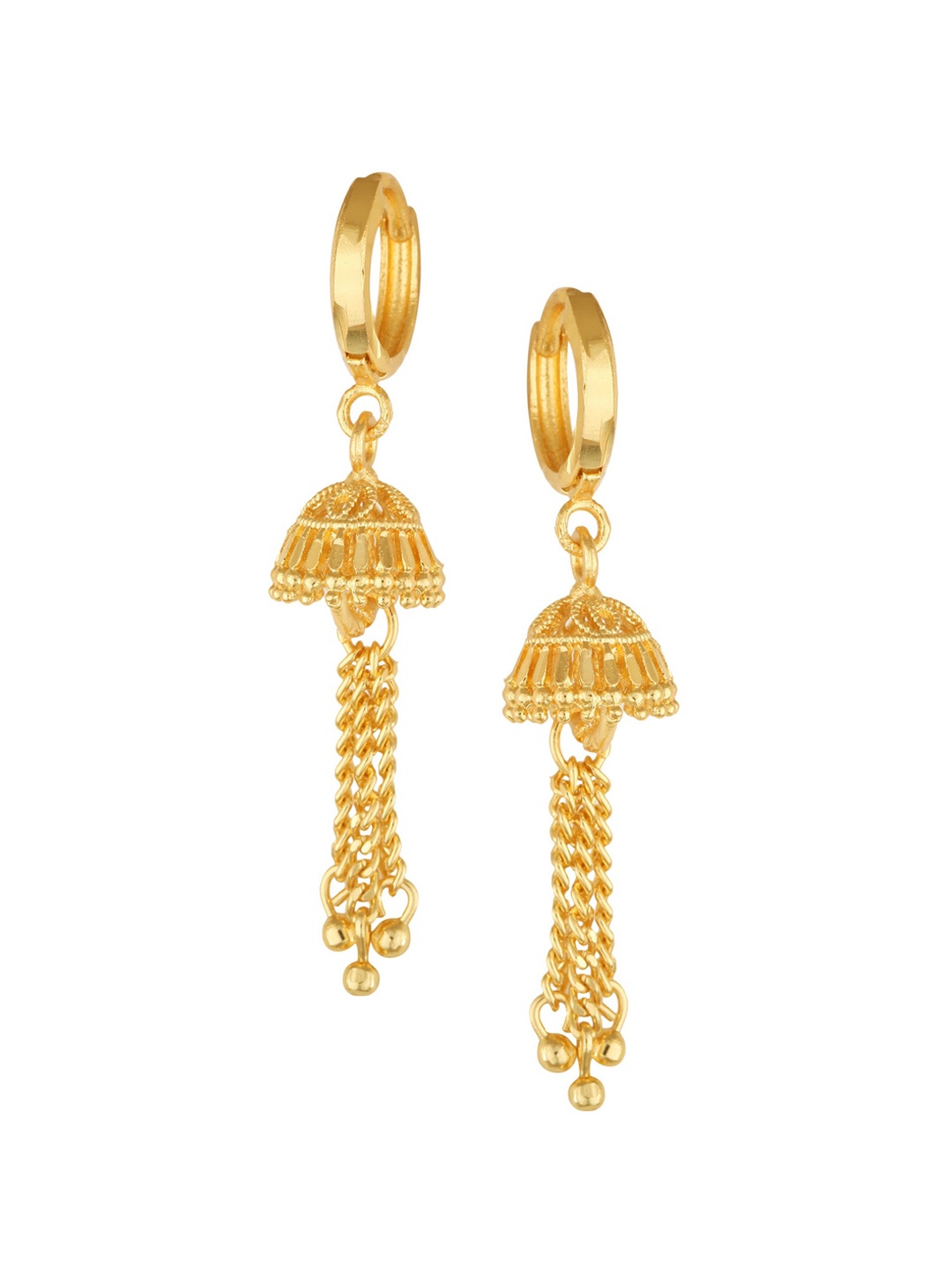 

Vighnaharta Gold-Plated Contemporary Jhumkas