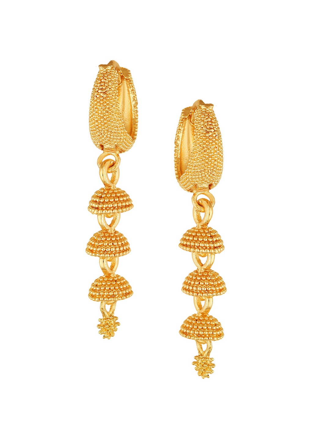 

Vighnaharta Gold-Plated Floral Contemporary Drop Earrings