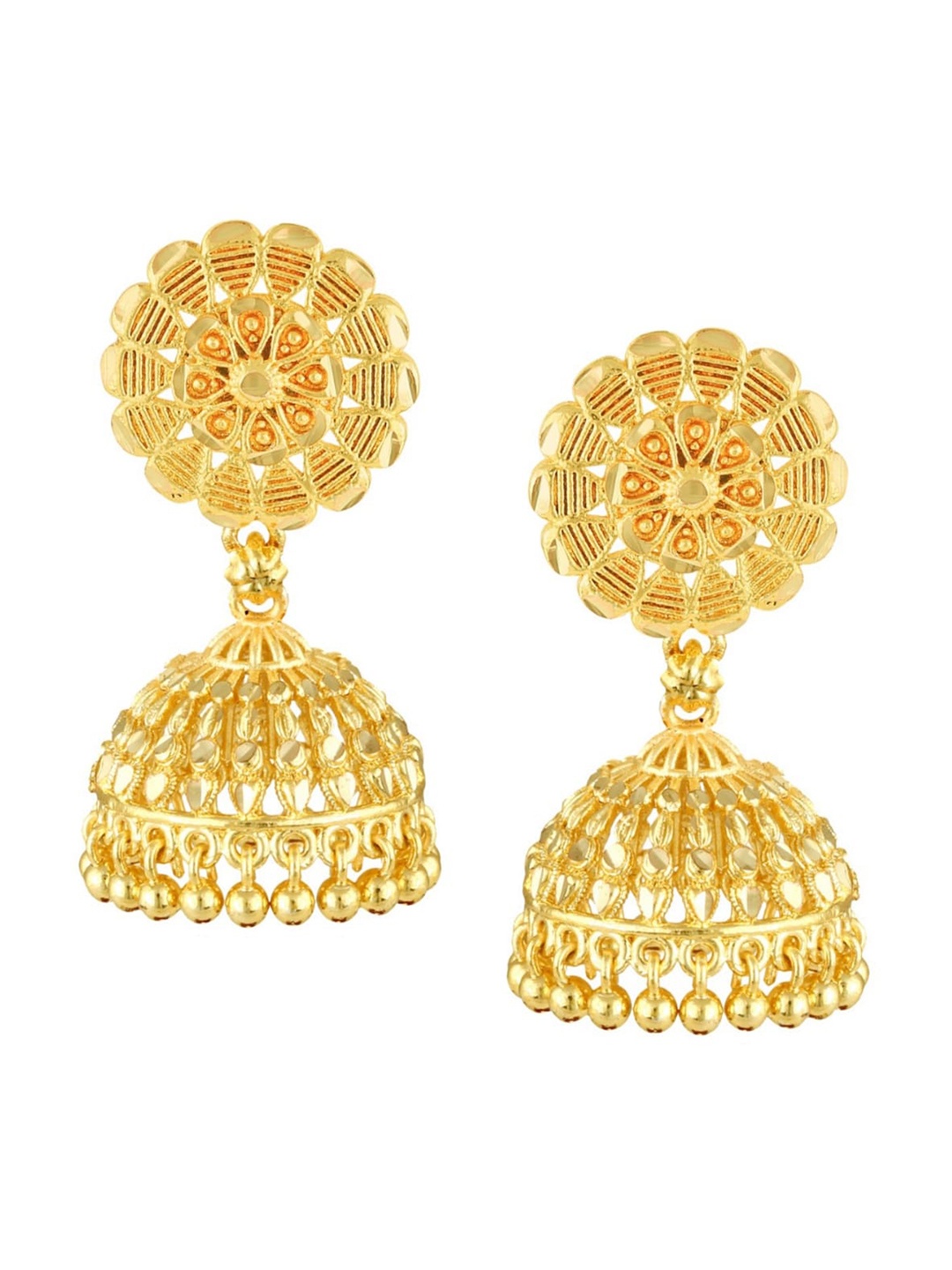 Vighnaharta Gold-Plated Dome Shaped Jhumkas