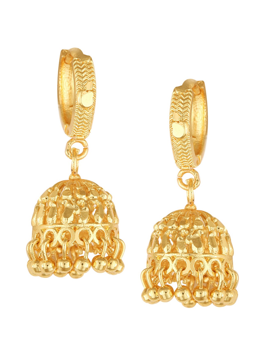 

Vighnaharta Gold-Plated Dome Shaped Jhumkas