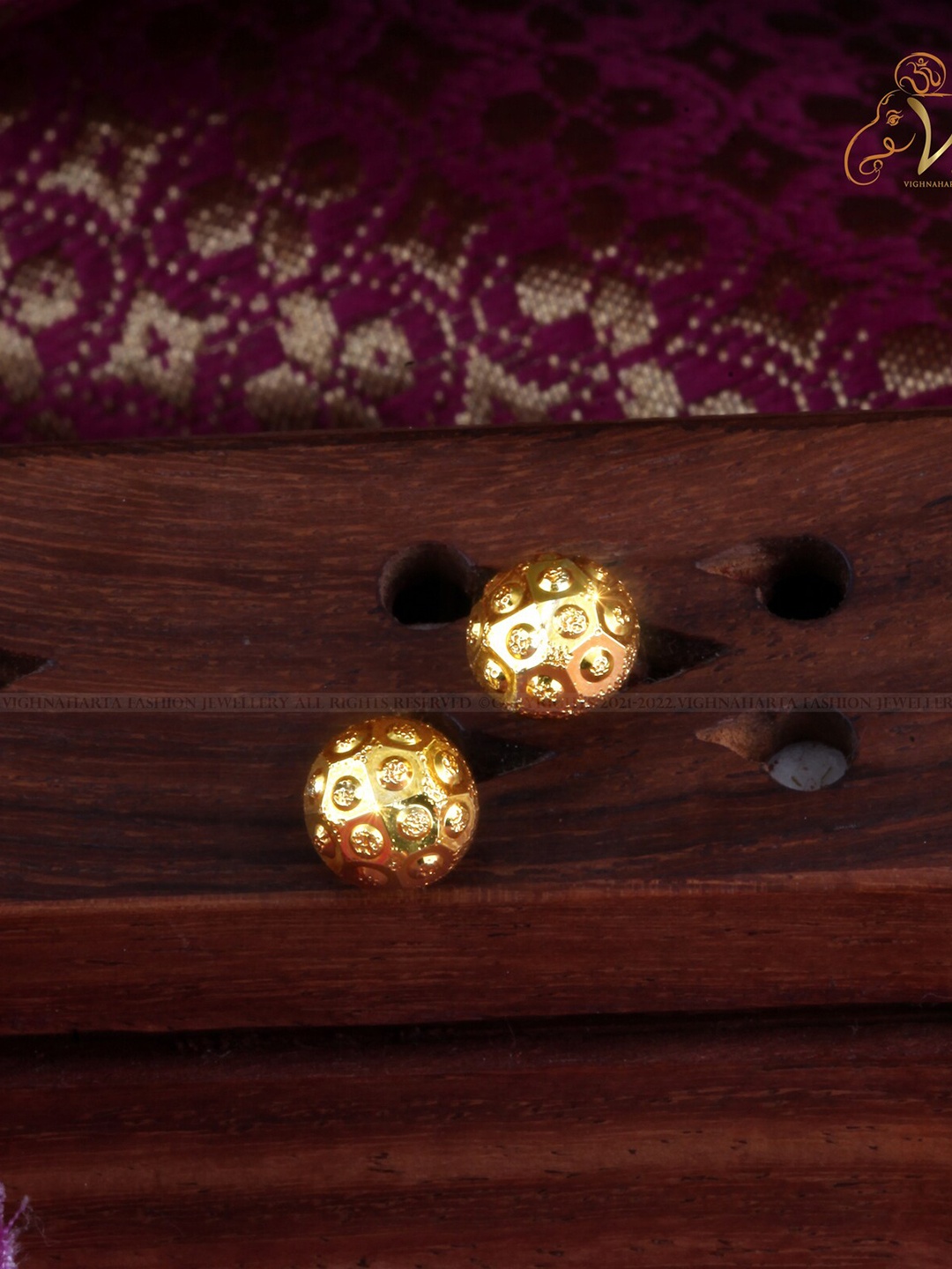 Vighnaharta Gold-Plated Circular Studs Earrings