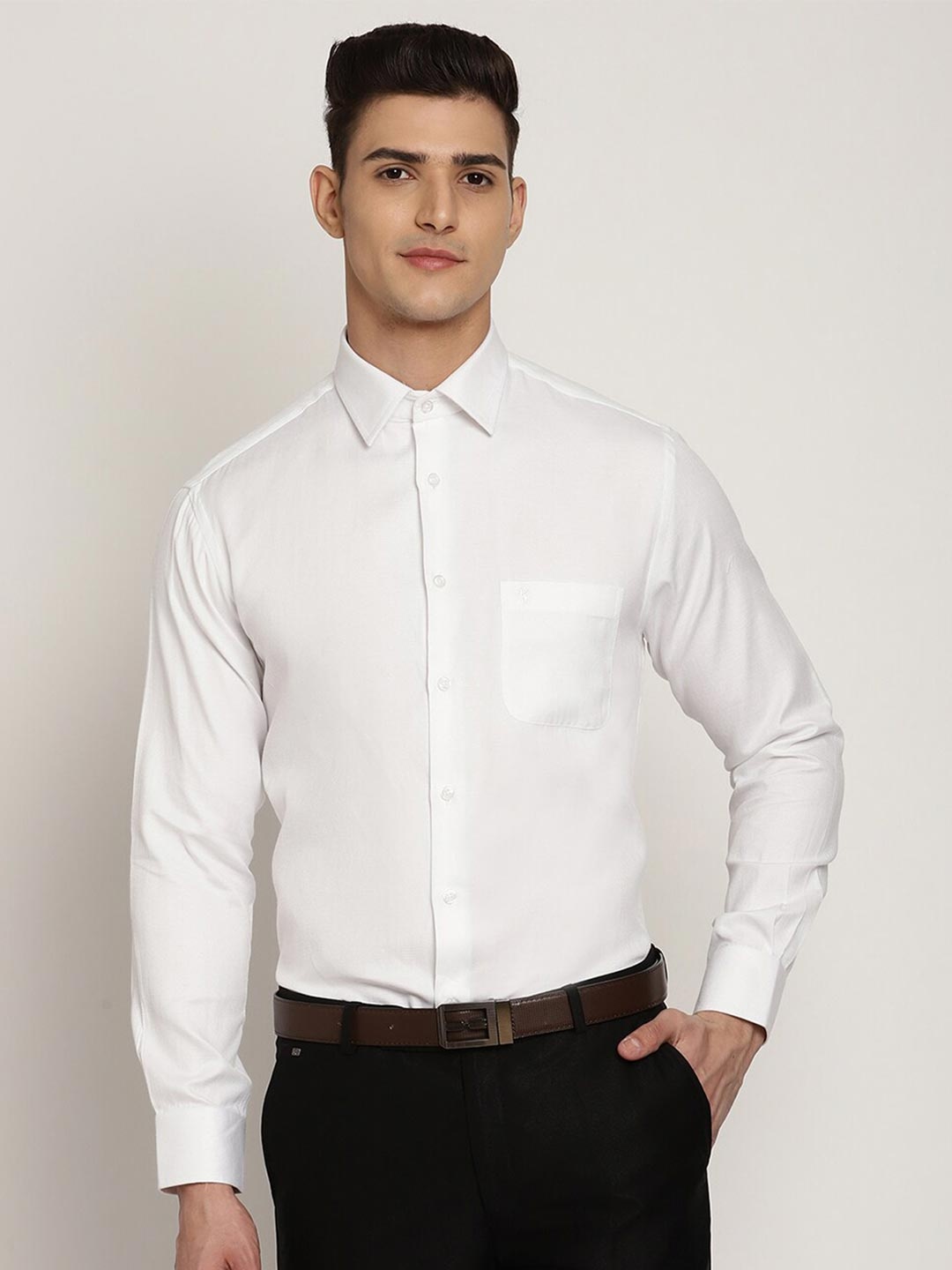 

Cantabil Classic Spread Collar Cotton Formal Shirt, White