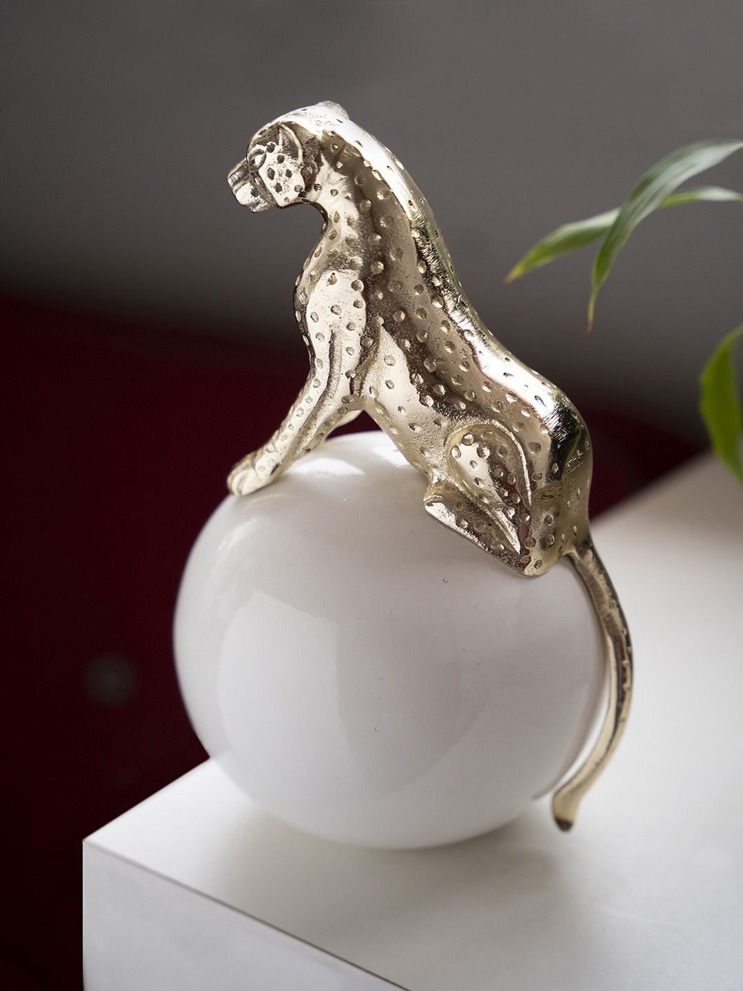 

Folkstorys Gold-Toned Textured Panther Figurine Showpiece