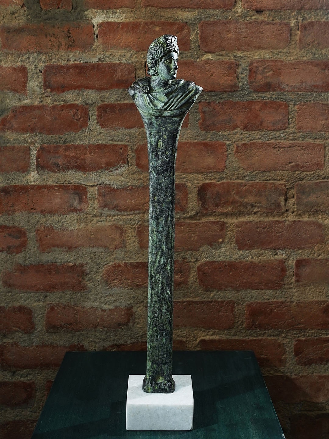

Folkstorys Green French Woman Metal Showpiece