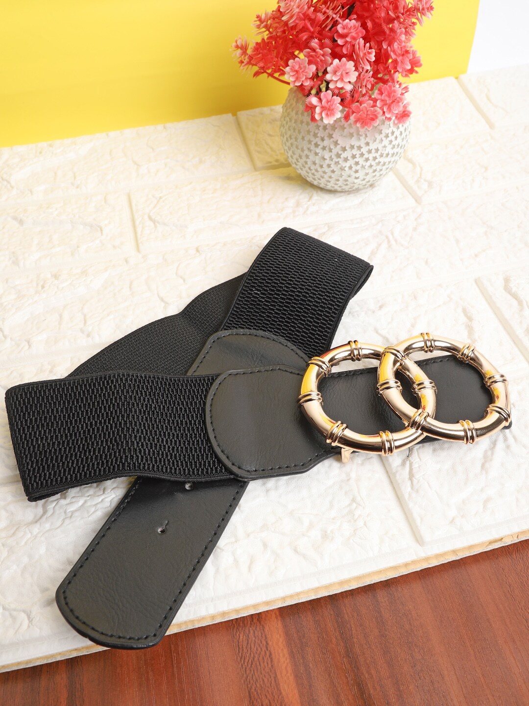 

The Mini NEEDLE Women Canvas Stretchable Wide Belt, Black