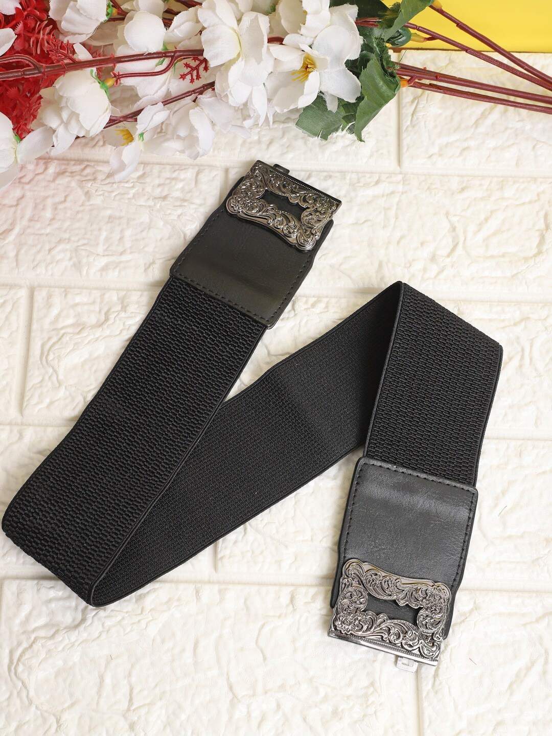 

The Mini NEEDLE Women Stretchable Wide Braided Belt, Black