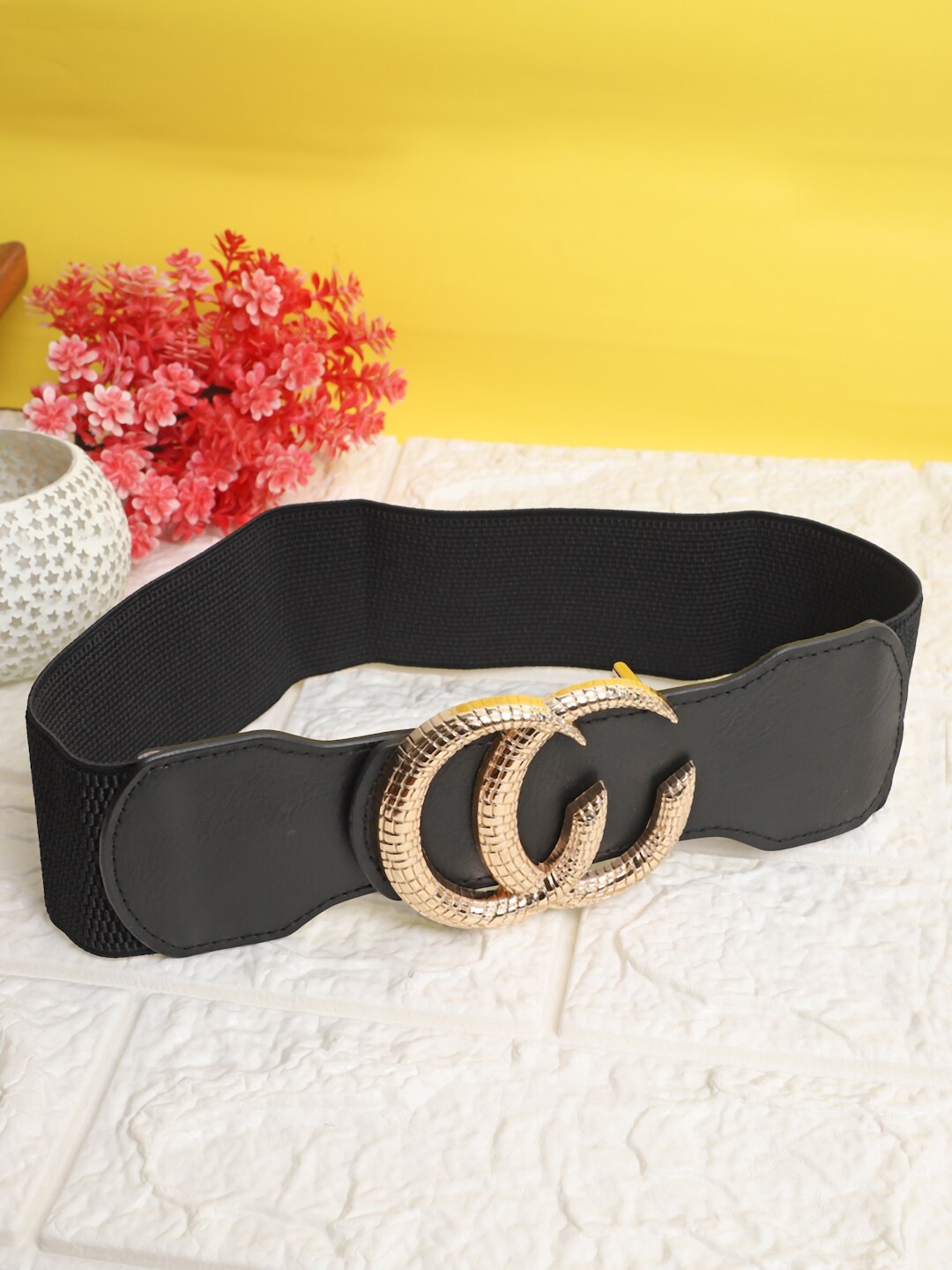 

The Mini NEEDLE Women Canvas Stretchable Wide Belt, Black