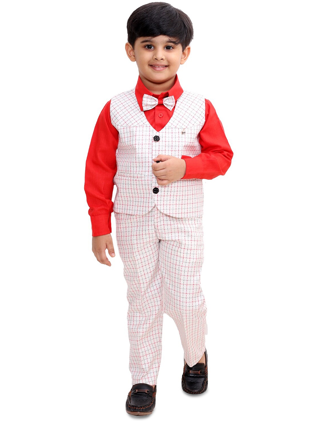 

BAESD Boys Shirt & Trousers With Waistcoat 3 Piece Party Suit, Off white