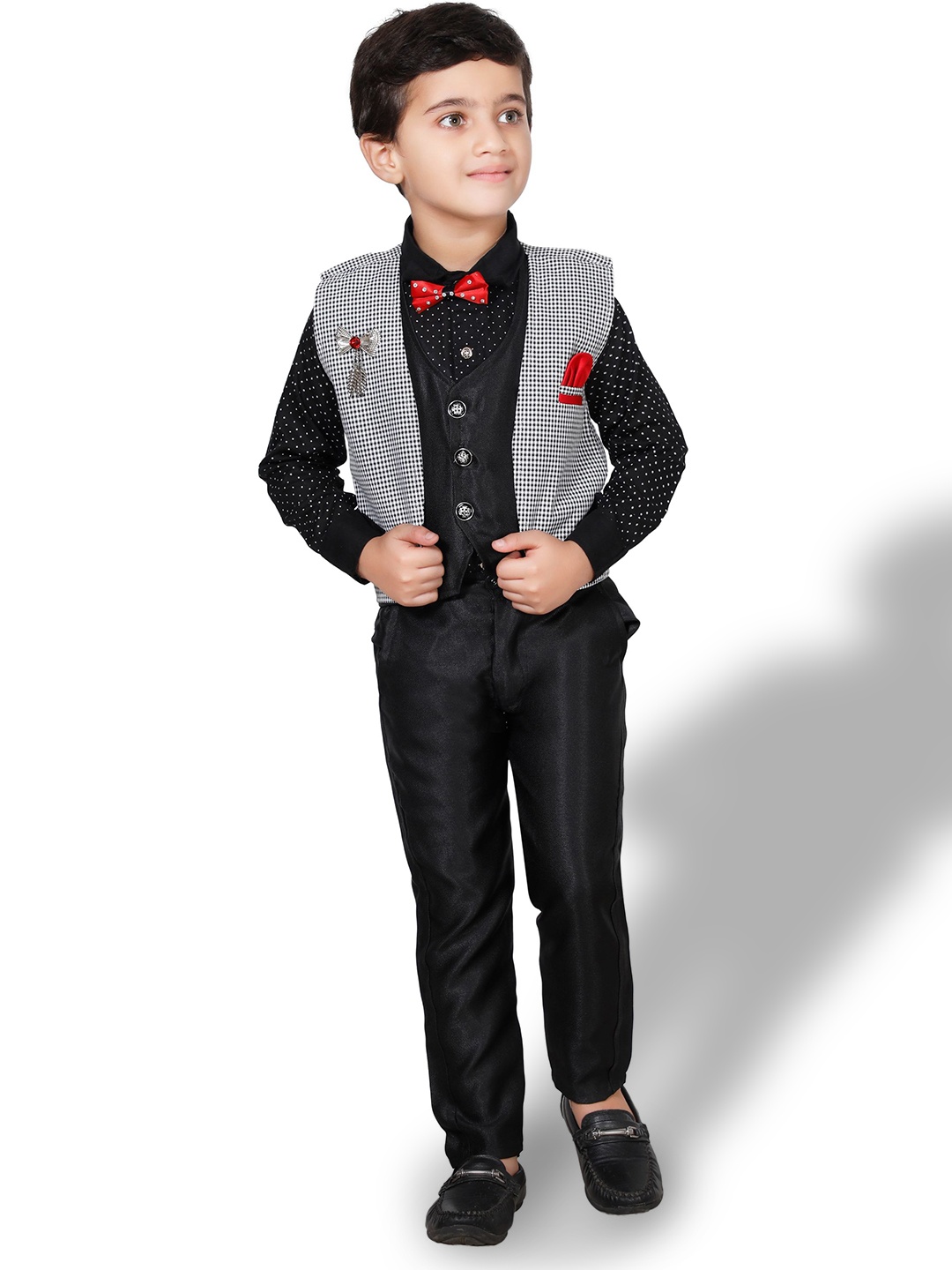 

BAESD Boys Shirt And Trousers With Waistcoat Suit Set, Black