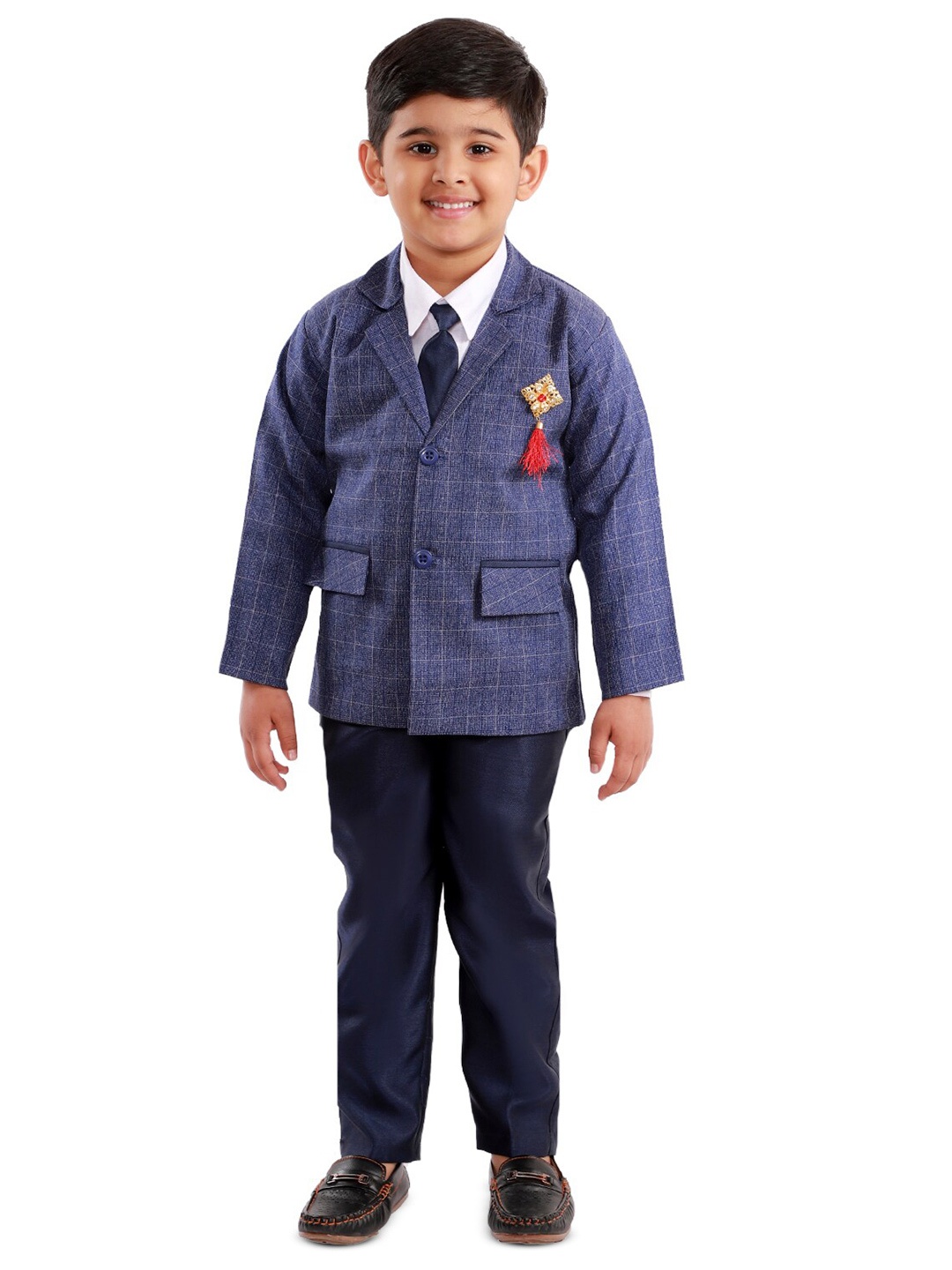 

BAESD Boys Checked 3 Pieces Suit, Navy blue