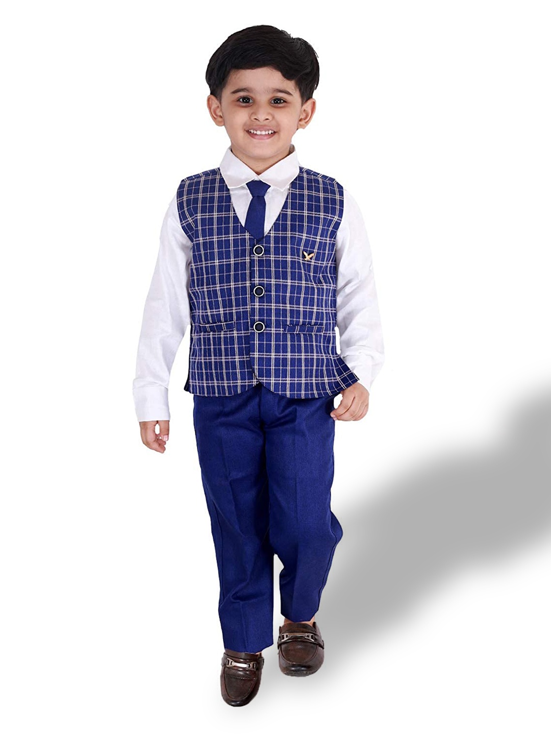 

BAESD Boys 3 Piece Checked Party Suit, Blue