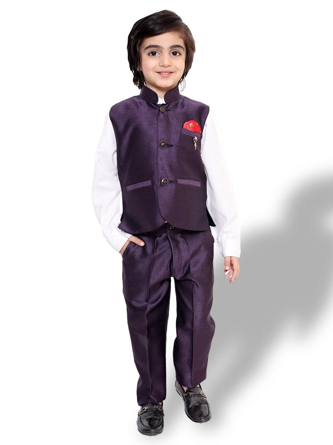 

BAESD Boys Shirt & Trousers With Waistcoat 3 Piece Party Suit, Purple