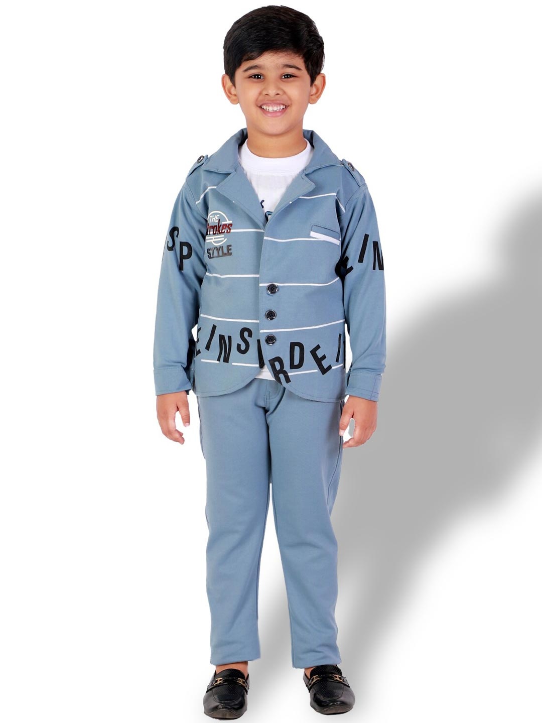 

BAESD Boys Printed T-shirt & Trousers with Waistcoat, Blue