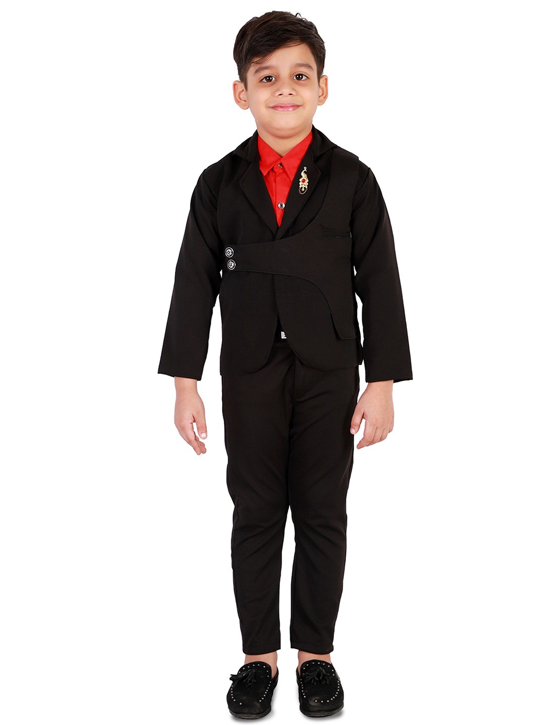 

BAESD Boys Single Breasted Party Suit With Shirt, Black