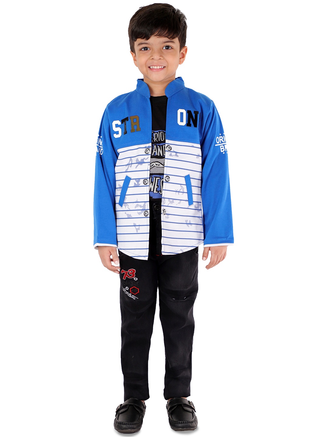

BAESD Boys Printed T-shirt & Trousers With Waistcoat, Blue