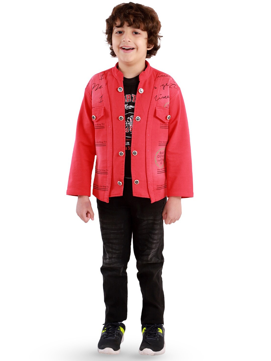 

BAESD Boys Printed T-shirt & Trousers With Waistcoat, Red