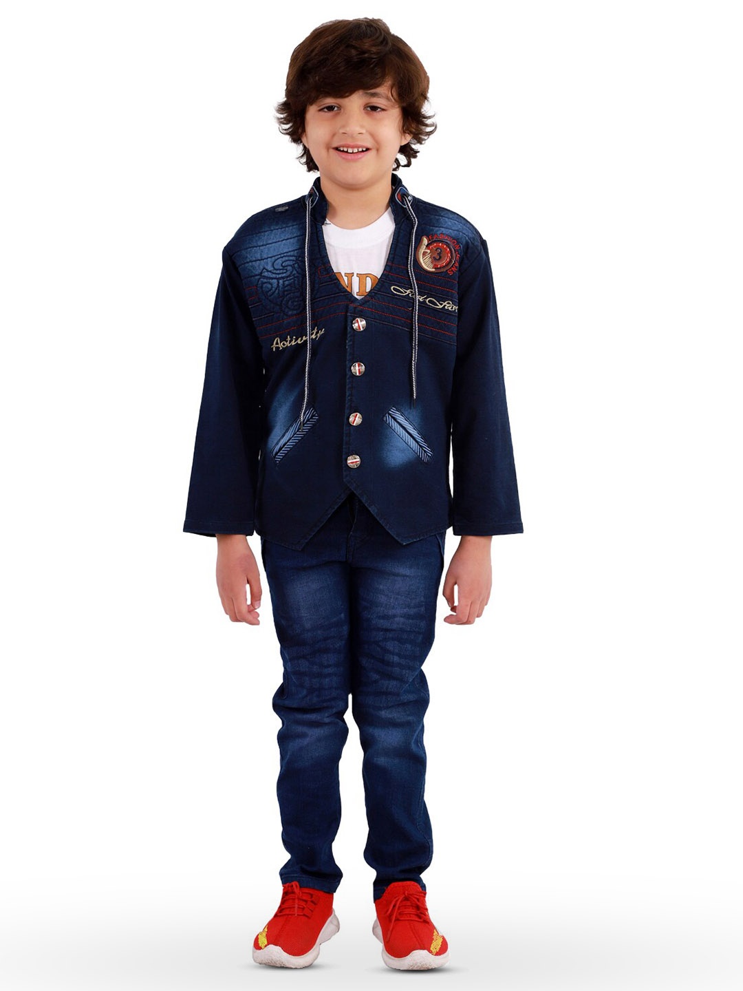 

BAESD Boys T-shirt & Jeans With Waistcoat, Blue