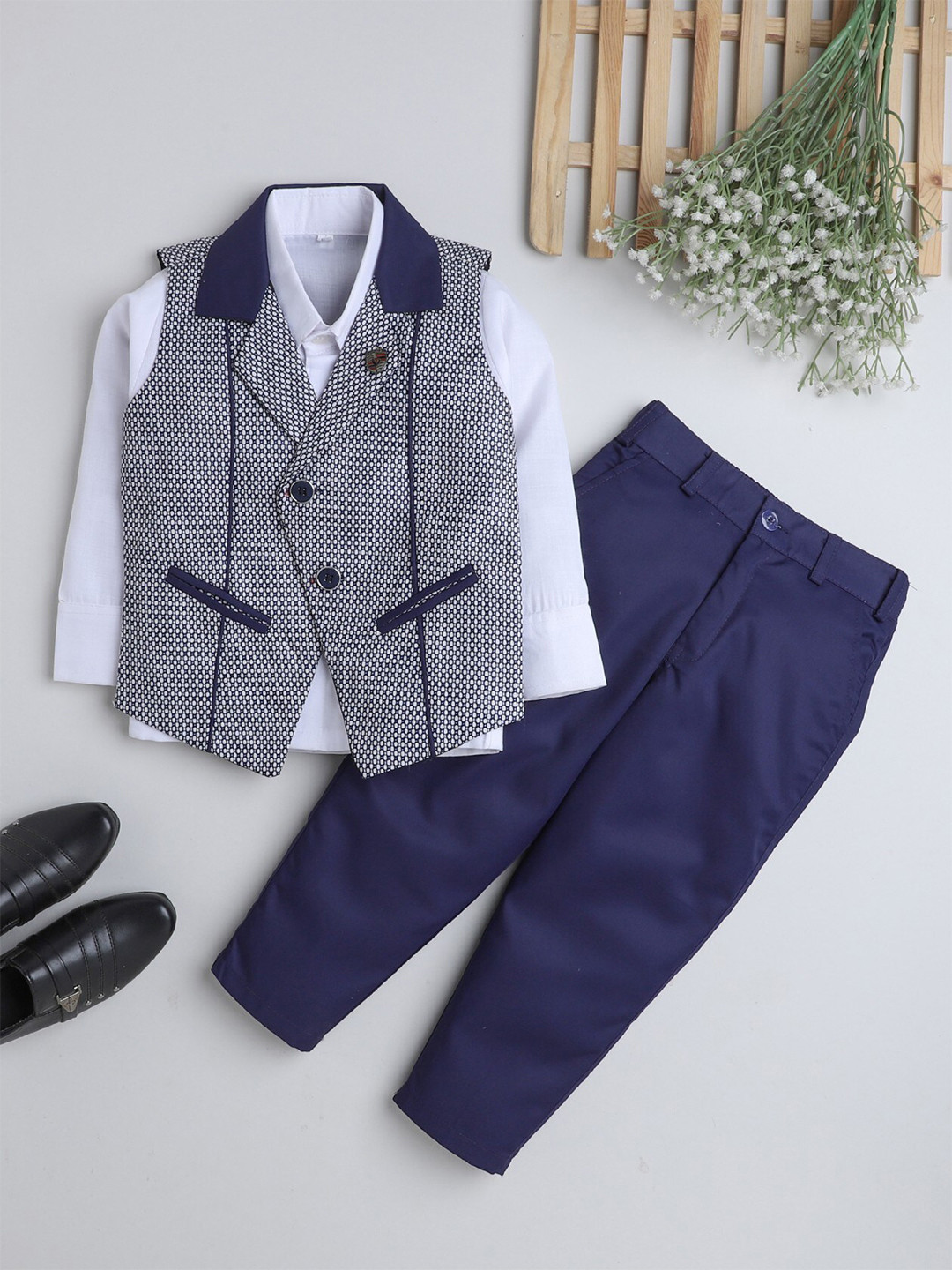 

BAESD Boys 3 Piece Suit, Navy blue