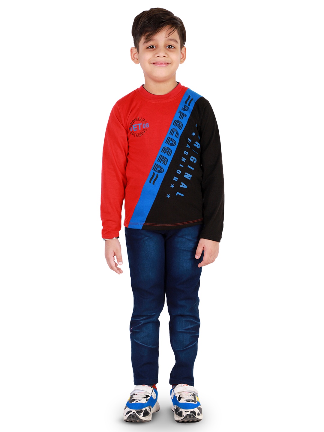 

BAESD Boys Typography Printed T-shirt with Trousers, Red