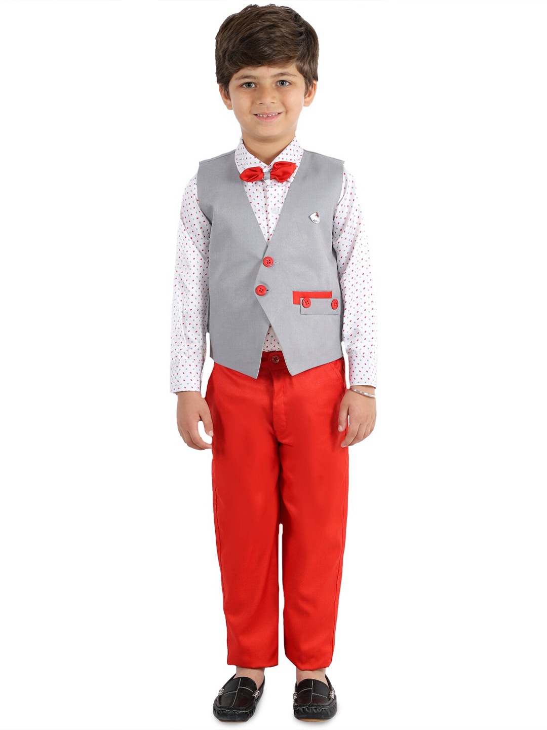 

BAESD Boys Shirt With Trousers And Waistcoat Suit, Grey