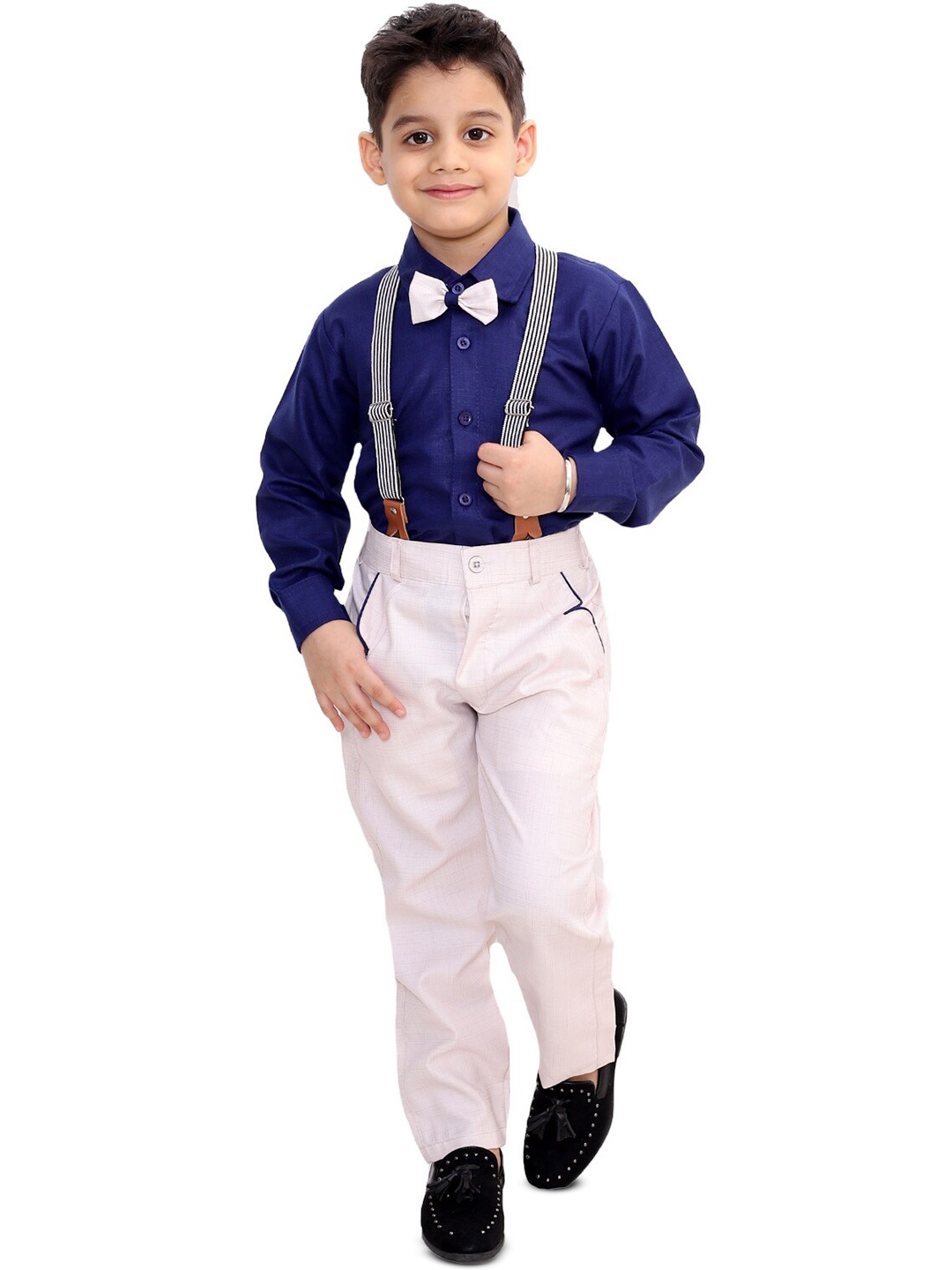 

BAESD Boys Shirt with Trousers & Suspenders, Navy blue