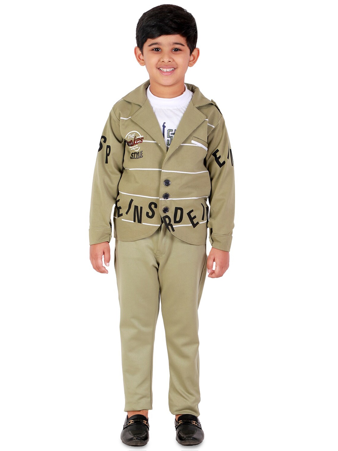 

BAESD Boys Printed T-shirt & Trousers With Waistcoat, Green