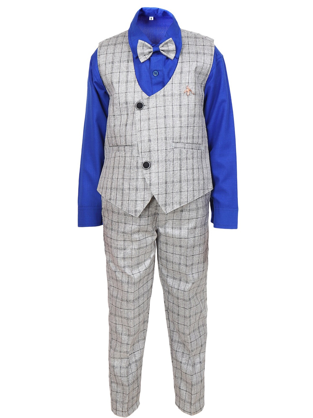 

BAESD Boys 3 Piece Checked Single-Breasted Suit, Blue