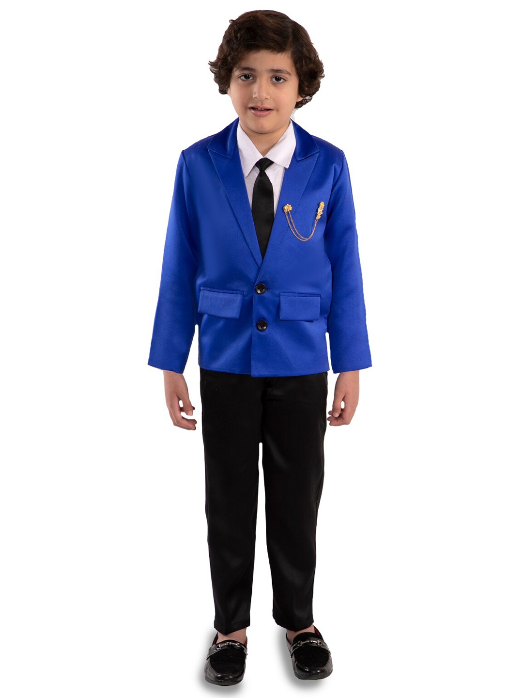 

BAESD Boys 3 Piece Peaked Lapel Collar Single-Breasted Suit, Blue