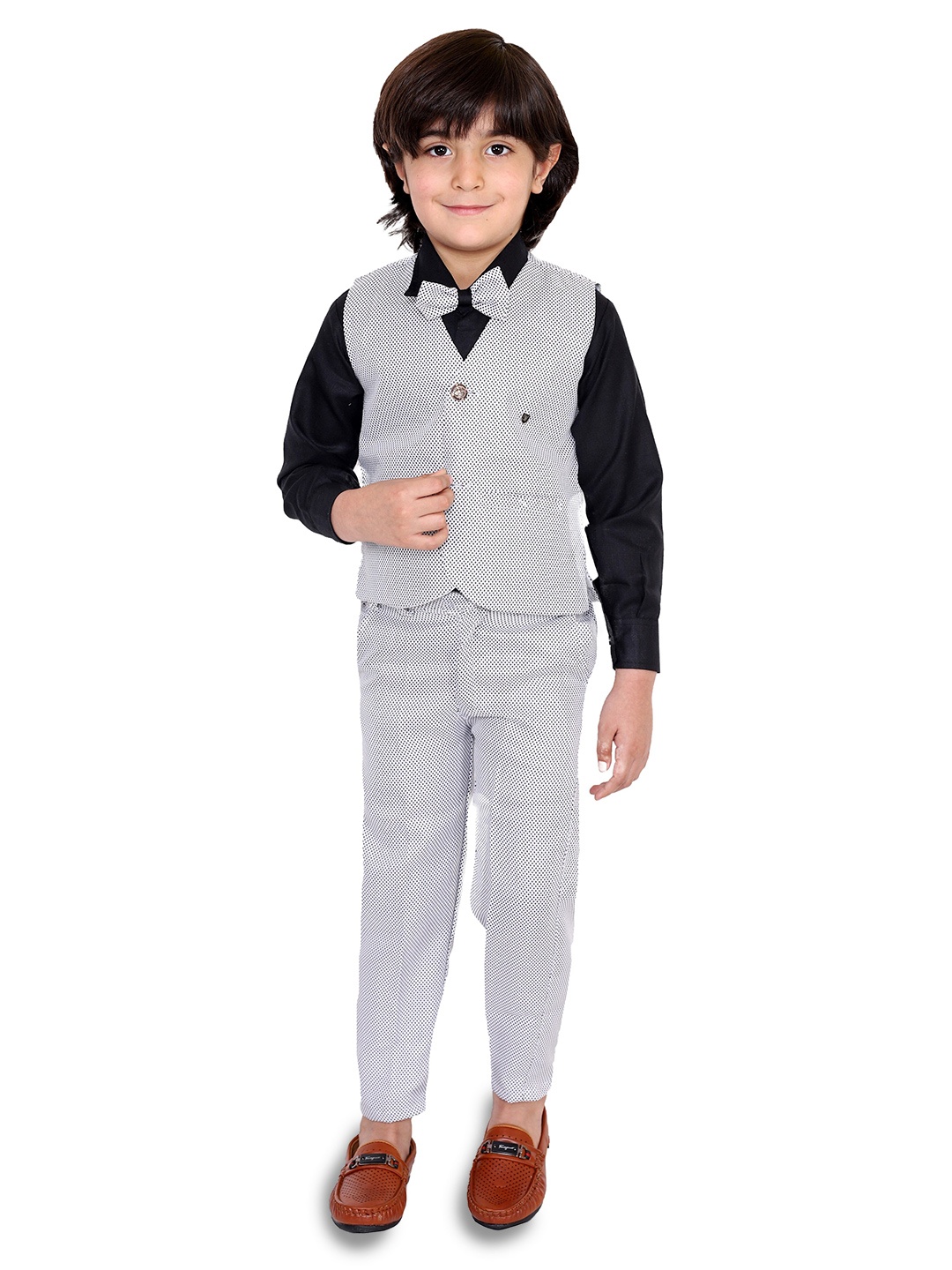 

BAESD Boys Shirt With Trousers And Waistcoat Suit, Grey