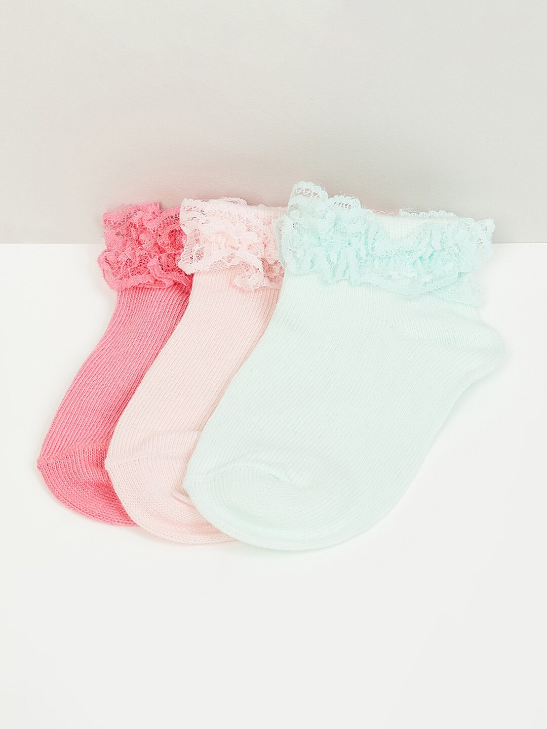 

max Girls Pack Of 3 Ankle-Length Socks, Pink