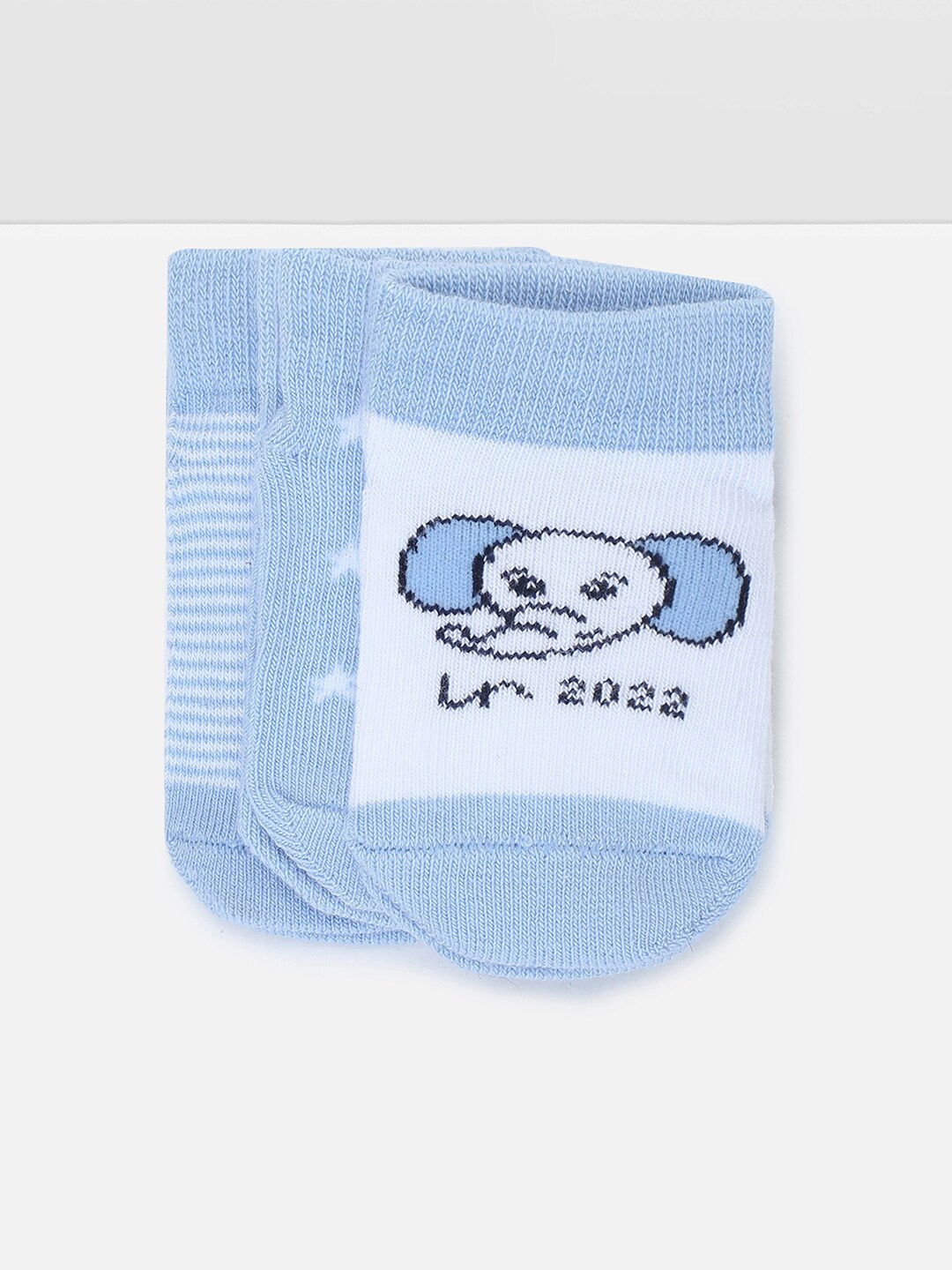 max Infants Girls Pack Of 3 Patterned Ankle-Length Socks, Blue