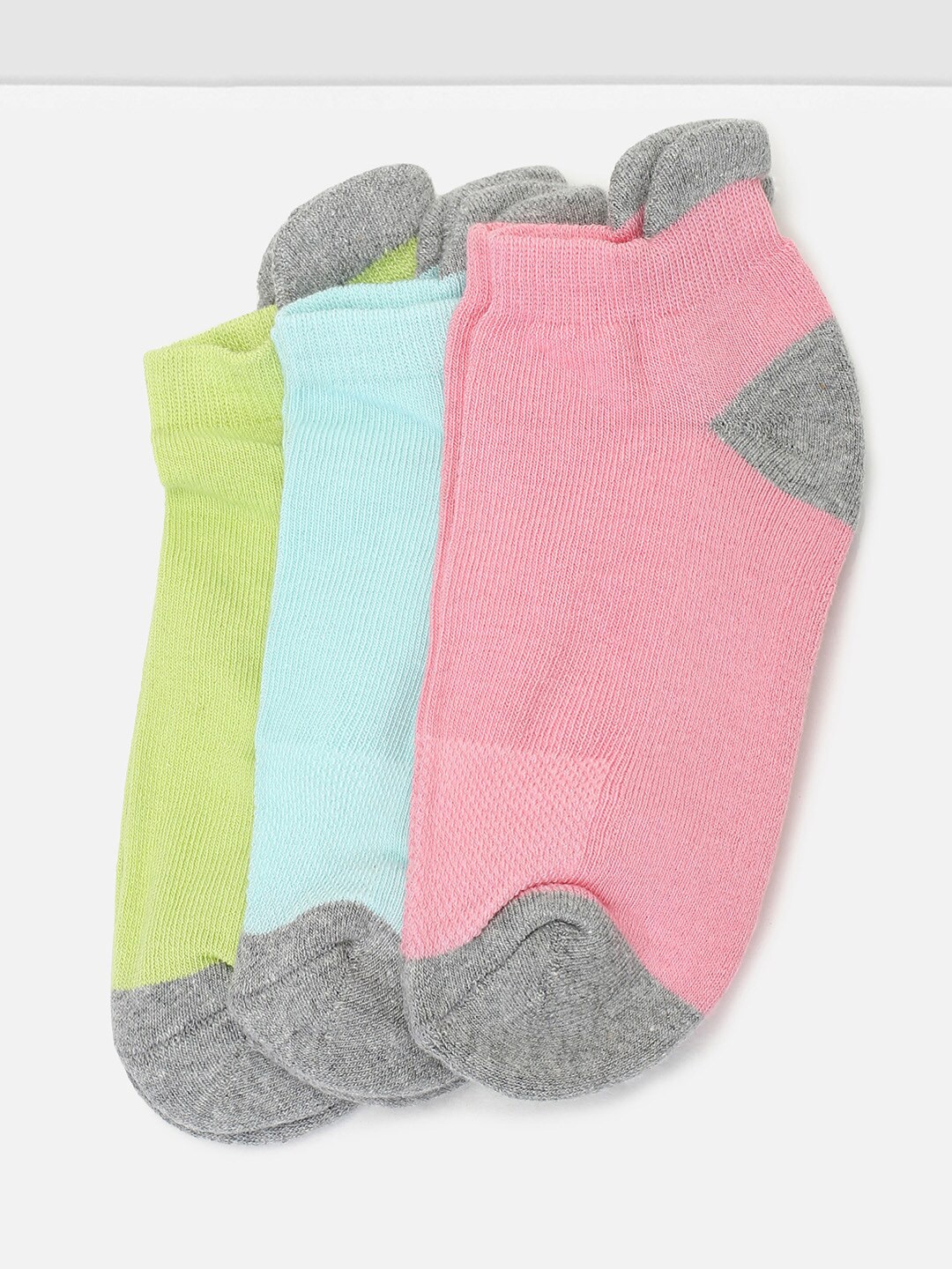 

max Girls Pack Of 3 Colourblocked Ankle-Length Socks, Green